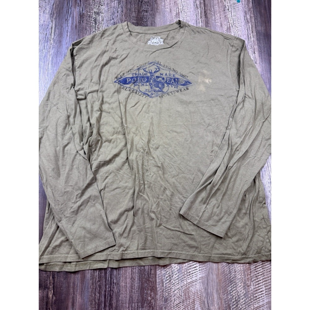Polo Jeans Company Ralph Lauren Long Sleeve Shirt Men's XXL Green Buck Hunting
